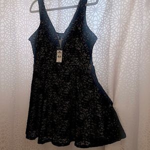 Large short black lace dress from Express.